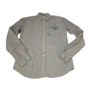 WESTERN RISE BODIE Sz S Pearl Snap L/S Logo Fishing Hiking Outdoor Brown Shirt